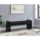  Color_Black -- Sonia Black Velour Fur Fabric Upholstered Bench IMAGE 2
