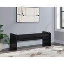 Meridian Sonia Black Velour Fur Fabric Bench IMAGE 2
