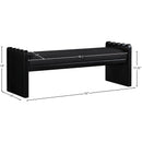  Color_Black -- Sonia Black Velour Fur Fabric Upholstered Bench IMAGE 7