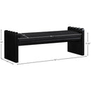 Meridian Sonia Black Velour Fur Fabric Bench IMAGE 7