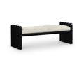  Color_Cream -- Sonia Cream Velour Fur Fabric Upholstered Bench IMAGE 1