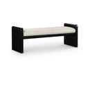 Meridian Sonia Cream Velour Fur Fabric Bench IMAGE 1
