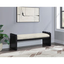  Color_Cream -- Sonia Cream Velour Fur Fabric Upholstered Bench IMAGE 2
