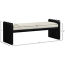  Color_Cream -- Sonia Cream Velour Fur Fabric Upholstered Bench IMAGE 7