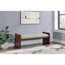  Color_Beige -- Meridian Sonia Velour Fur Fabric Upholstered Bench IMAGE 2
