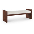  Color_Cream -- Sonia Cream Velour Fur Fabric Upholstered Bench IMAGE 1