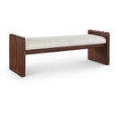  Color_Cream -- Sonia Cream Velour Fur Fabric Upholstered Bench IMAGE 1