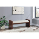  Color_Cream -- Sonia Cream Velour Fur Fabric Upholstered Bench IMAGE 2