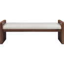  Color_Cream -- Sonia Cream Velour Fur Fabric Upholstered Bench IMAGE 3