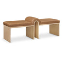 Meridian Delphine Cognac Vegan Leather Bench IMAGE 1