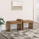 Meridian Delphine Cognac Vegan Leather Bench IMAGE 2