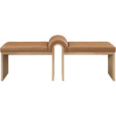 Meridian Delphine Cognac Vegan Leather Bench IMAGE 3