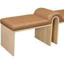 Meridian Delphine Cognac Vegan Leather Bench IMAGE 5