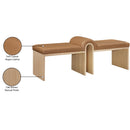 Meridian Delphine Cognac Vegan Leather Bench IMAGE 8