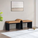 Meridian Delphine Cognac Vegan Leather Bench IMAGE 2