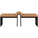 Meridian Delphine Cognac Vegan Leather Bench IMAGE 3