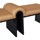 Meridian Delphine Cognac Vegan Leather Bench IMAGE 6