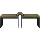  Color_Olive -- Delphine Olive Vegan Leather Upholstered Bench IMAGE 3
