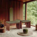 Meridian Delphine Olive Vegan Leather Bench IMAGE 2