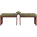  Color_Olive -- Delphine Olive Vegan Leather Upholstered Bench IMAGE 3