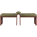 Meridian Delphine Olive Vegan Leather Bench IMAGE 3