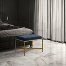 Meridian Valley Navy Chenille Fabric Bench IMAGE 2