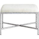  Color_Cream -- Valley Cream Chenille Fabric Upholstered Bench IMAGE 3
