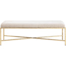  Color_Beige -- Meridian Valley Chenille Fabric Upholstered Bench IMAGE 3
