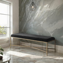  Color_Black -- Valley Black Chenille Fabric Upholstered Bench IMAGE 2