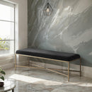 Meridian Valley Black Chenille Fabric Bench IMAGE 2