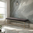  Color_Brown -- Valley Brown Chenille Fabric Upholstered Bench IMAGE 2