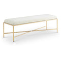  Color_Cream -- Valley Cream Chenille Fabric Upholstered Bench IMAGE 1