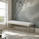  Color_Cream -- Valley Cream Chenille Fabric Upholstered Bench IMAGE 2