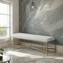 Meridian Valley Cream Chenille Fabric Bench IMAGE 2