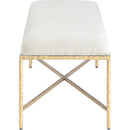  Color_Cream -- Valley Cream Chenille Fabric Upholstered Bench IMAGE 4