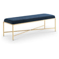  Color_Navy -- Valley Navy Chenille Fabric Upholstered Bench IMAGE 1
