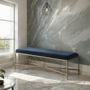 Color_Navy -- Valley Navy Chenille Fabric Upholstered Bench IMAGE 2