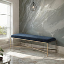 Meridian Valley Navy Chenille Fabric Bench IMAGE 2