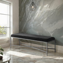  Color_Black -- Meridian Valley Chenille Fabric Upholstered Bench IMAGE 2