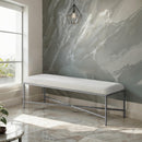  Color_Cream -- Valley Cream Chenille Fabric Upholstered Bench IMAGE 2