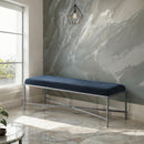  Color_Navy -- Valley Navy Chenille Fabric Upholstered Bench IMAGE 2