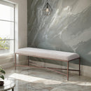  Color_Beige -- Meridian Valley Chenille Fabric Upholstered Bench IMAGE 2