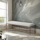 Meridian Valley Cream Chenille Fabric Bench IMAGE 2