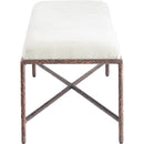  Color_Cream -- Valley Cream Chenille Fabric Upholstered Bench IMAGE 4