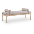  Color_Beige -- Meridian Priscilla Linen Textured Fabric Upholstered Bench IMAGE 1