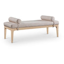  Color_Beige -- Meridian Priscilla Linen Textured Fabric Upholstered Bench IMAGE 1