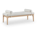  Color_Cream -- Priscilla Cream Linen Textured Fabric Upholstered Bench IMAGE 1