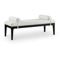  Color_Cream -- Meridian Priscilla Linen Textured Fabric Upholstered Bench IMAGE 1