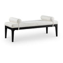  Color_Cream -- Meridian Priscilla Linen Textured Fabric Upholstered Bench IMAGE 1