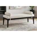 Meridian Priscilla Cream Linen Textured Fabric Bench IMAGE 2